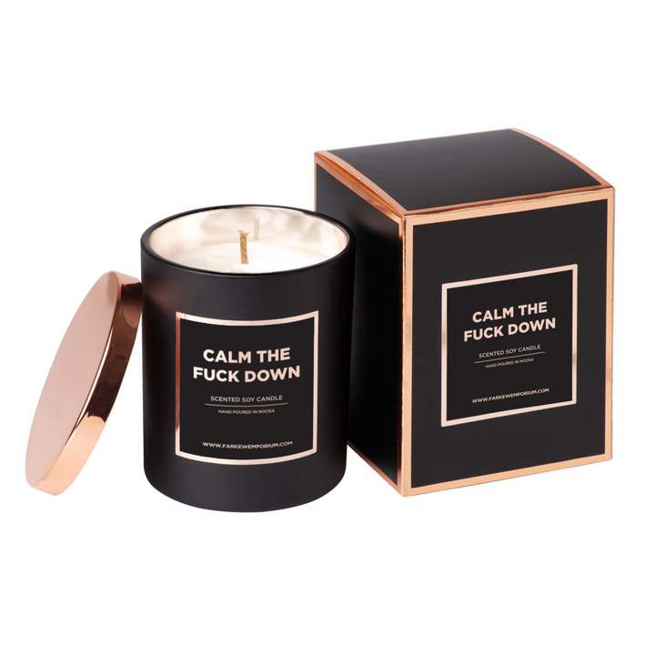 Calm the F*ck Down Candle- Peony Rose