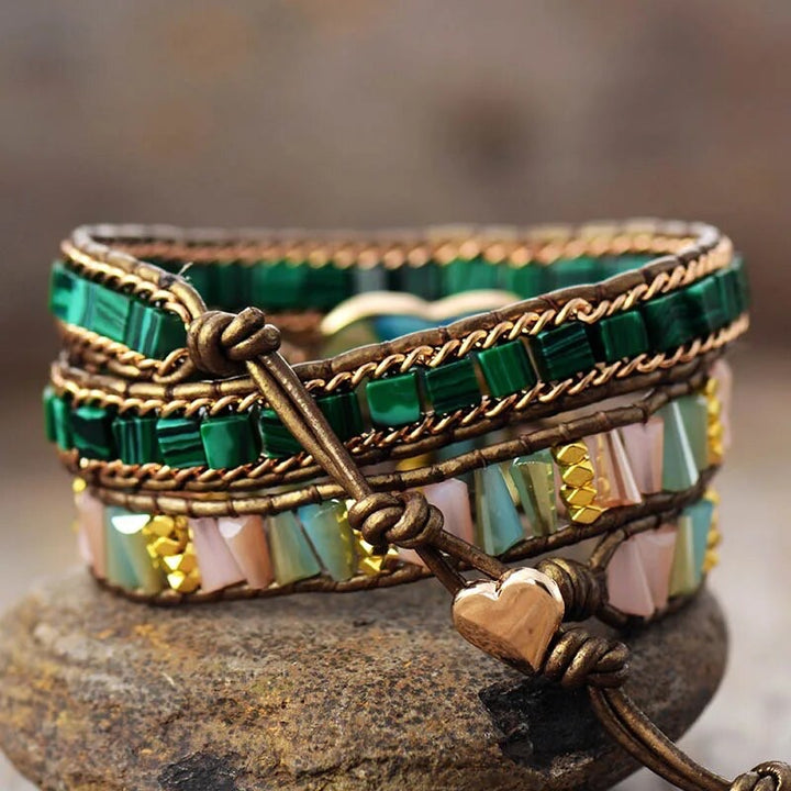 Imperial Jasper Heart Wrap Bracelet TELW