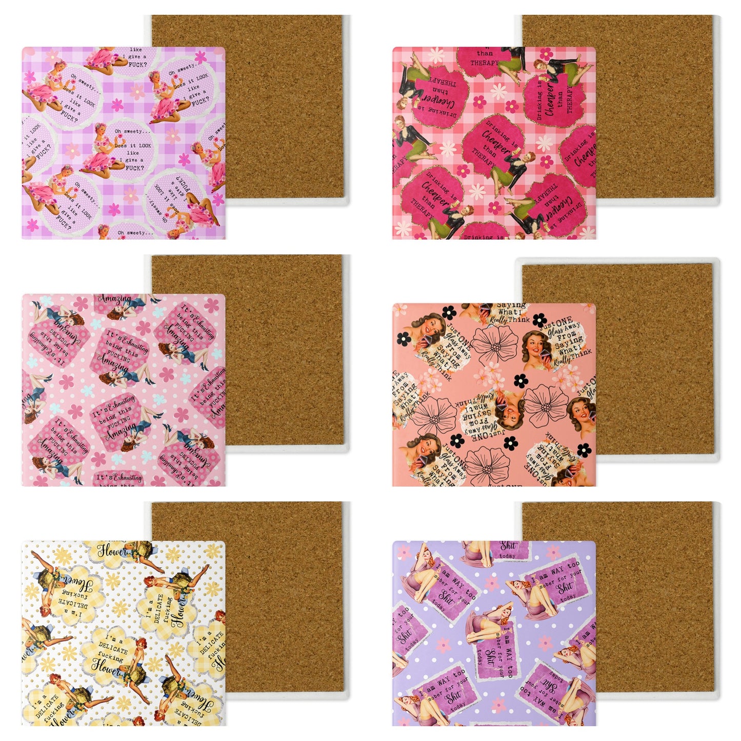 Sassy Ladies Ceramic Coaster Set
