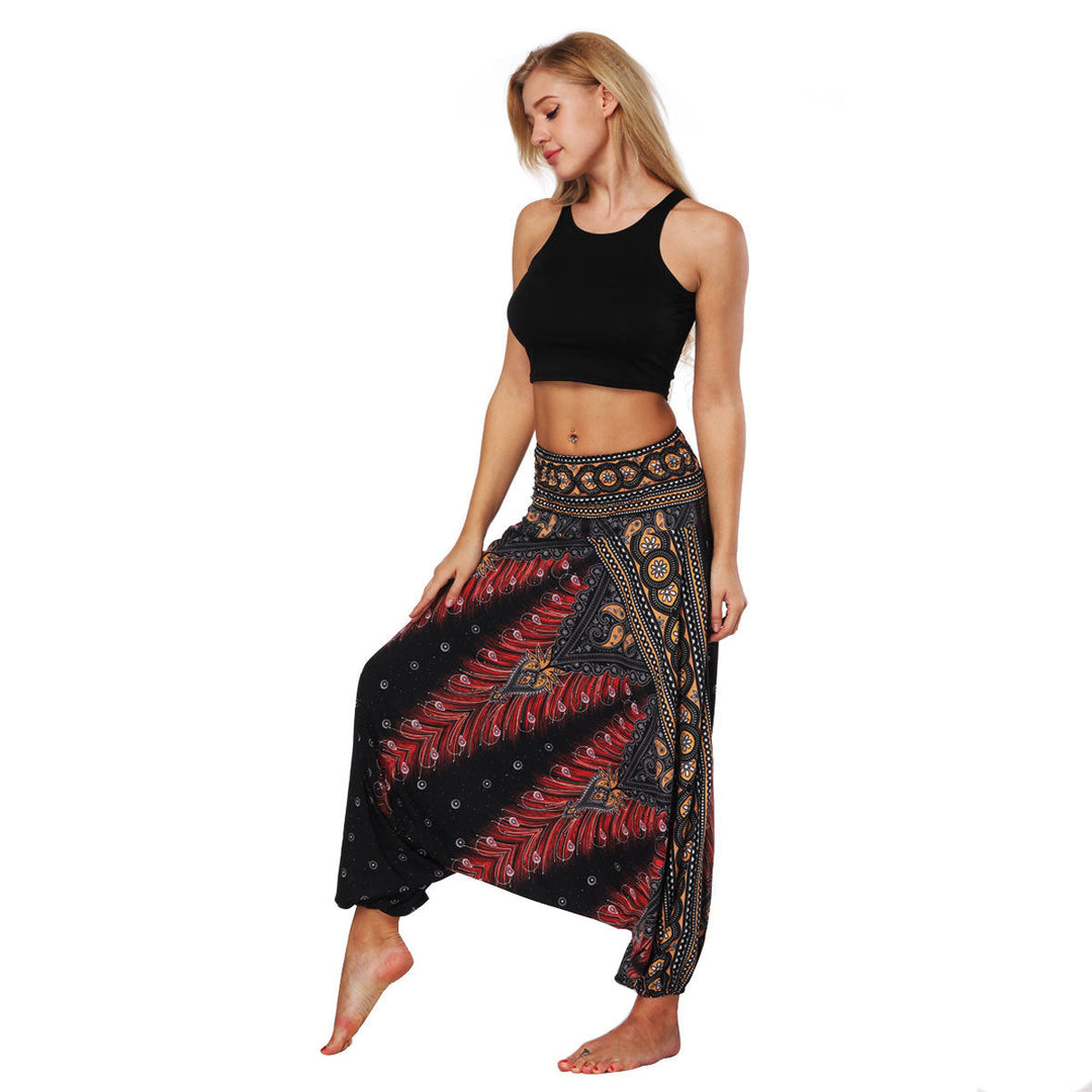 Peacock Feathers Yoga  Harem Pants