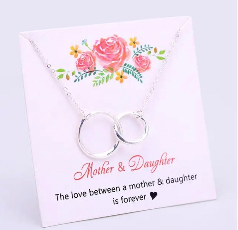 Mother & Daughter Interlocking Necklace-Roses