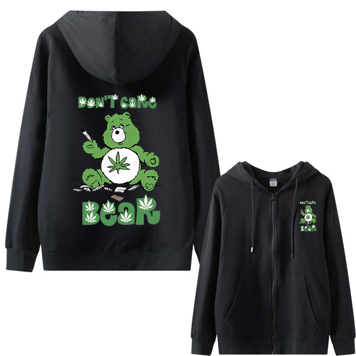 Sweary Care Bear Zipper Hoodie- Weed