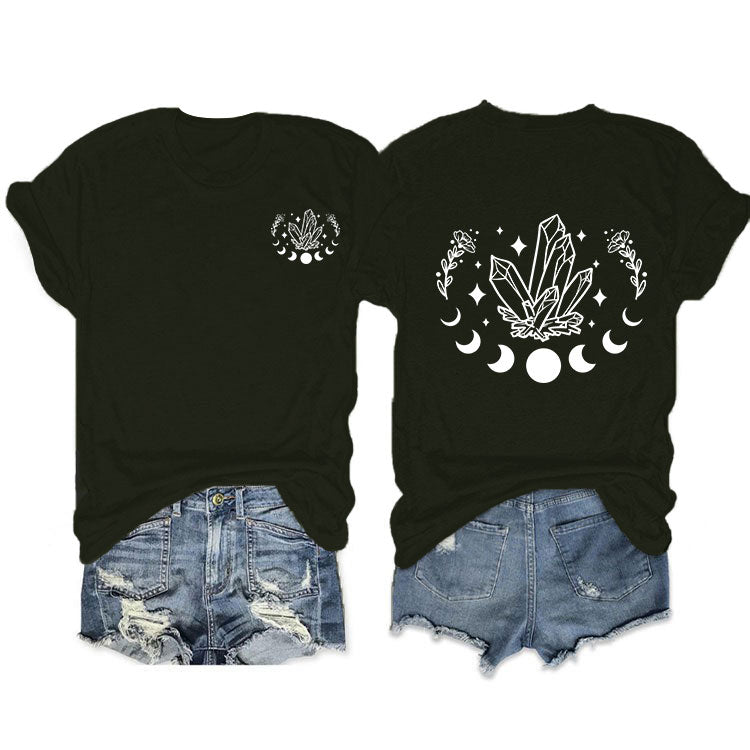 Celestial Crystal Eclipse Front-Back Fusion Tees