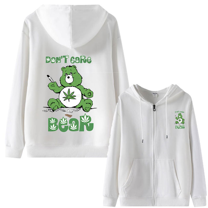 Sweary Care Bear Zipper Hoodie- Weed