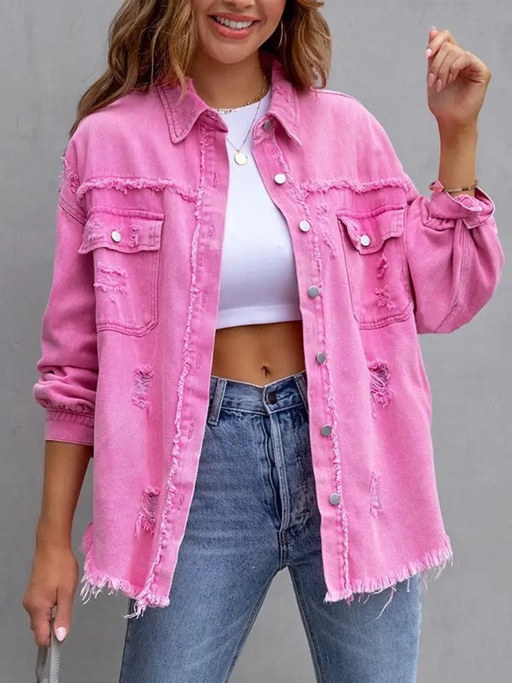 Vintage Spliced Oversized Denim Jacket