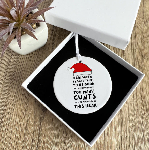 Christmas Hanging Ornament- Dear Santa