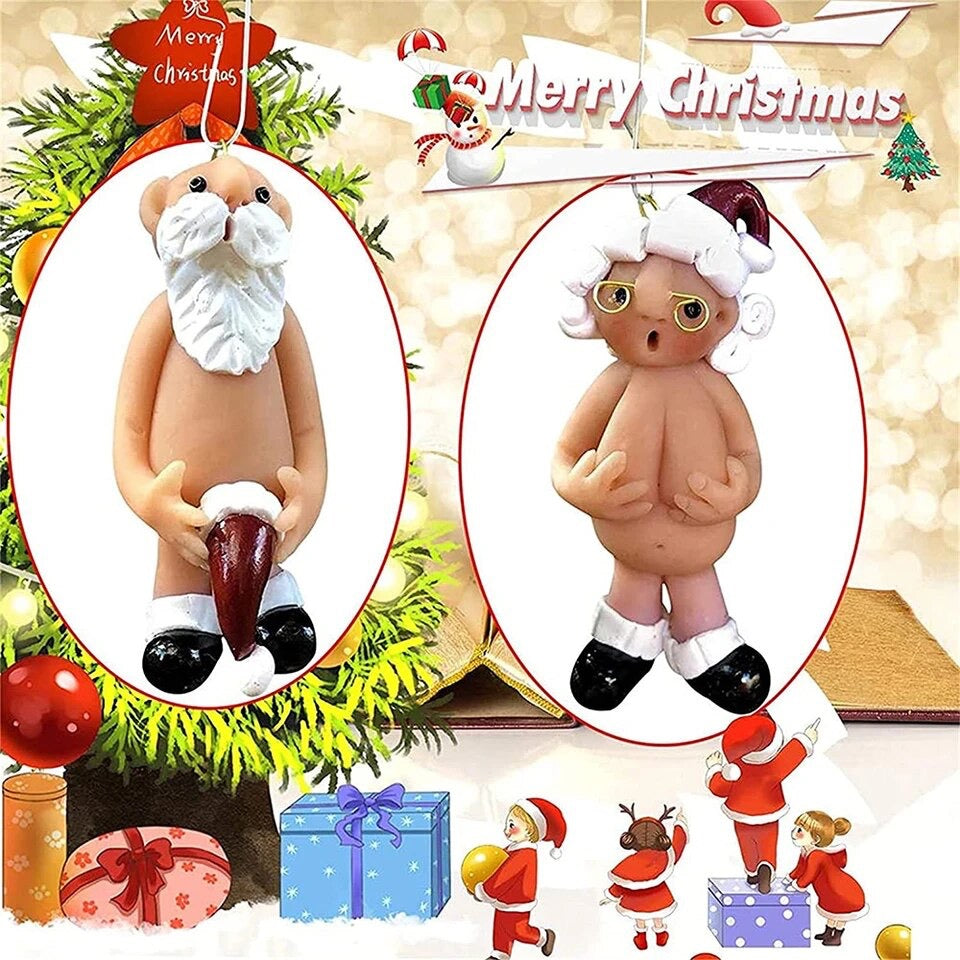 Santa & Mrs Claus Naked Ornaments Set