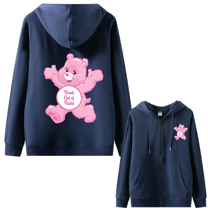 Sweary Care Bear Zipper Hoodie- Fresh out of F*cks