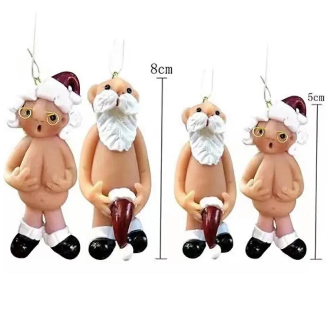 Santa & Mrs Claus Naked Ornaments Set