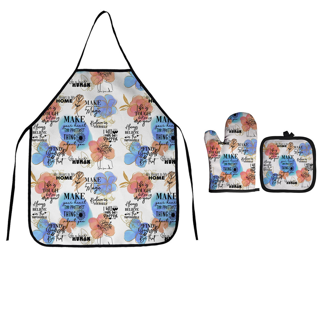 Oven Mitt & Apron Set- Make Your Heart the Prettiest Thing about you.
