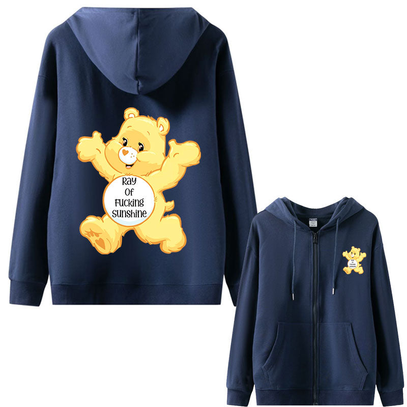 Sweary Care Bear Zipper Hoodie- Ray of Sunshine