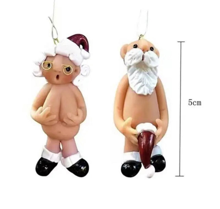 Santa & Mrs Claus Naked Ornaments Set