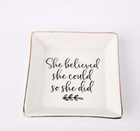She Believed she could so she did Ceramic Trinkets Dish