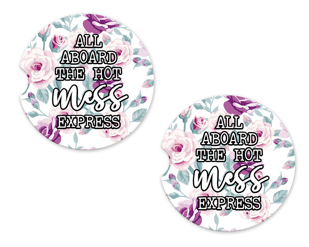 All Aboard the Hot Mess Express Car Coasters