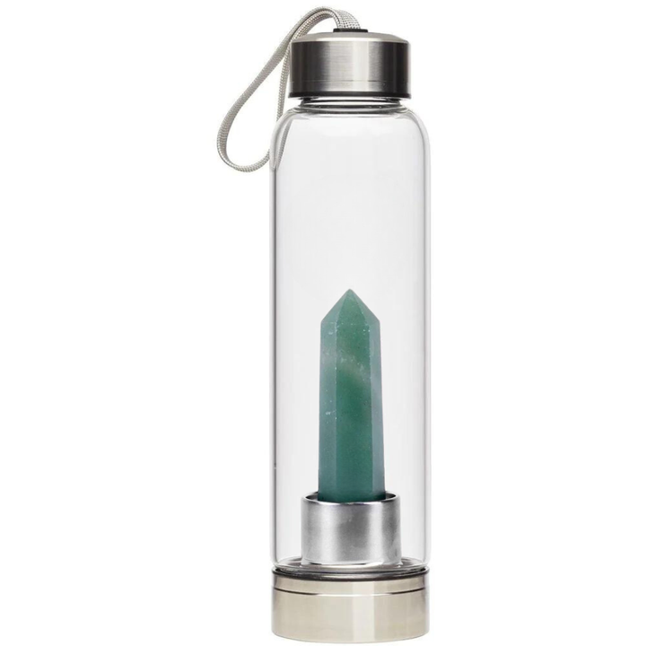 Crystal Infused Water Bottle- Green Aventurine