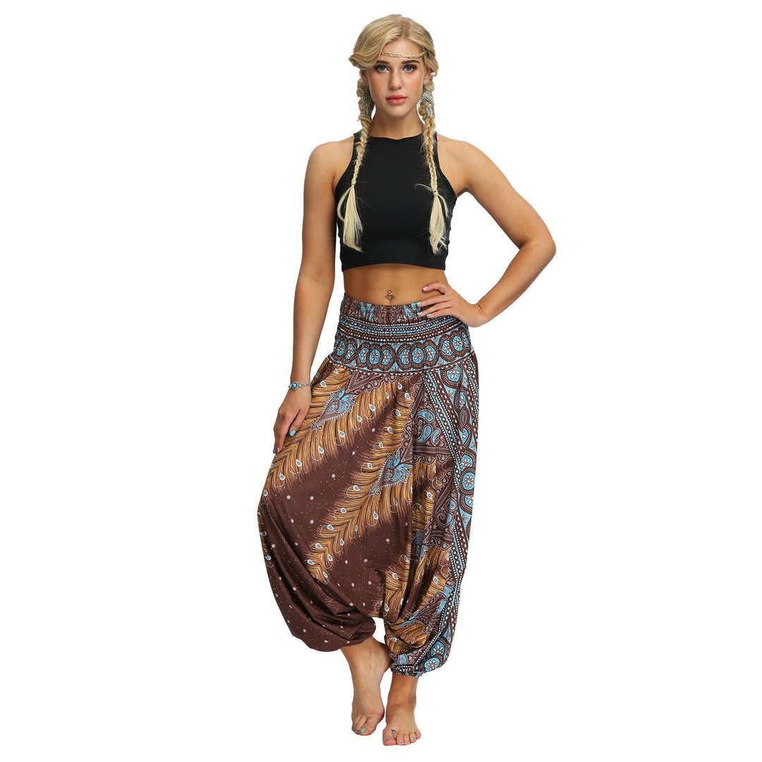 Peacock Feathers Yoga  Harem Pants