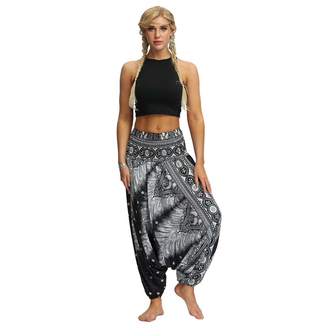 Peacock Feathers Yoga  Harem Pants