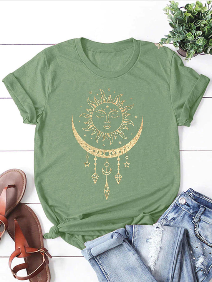 Sun & Moon Eclipse T-Shirts- Gold