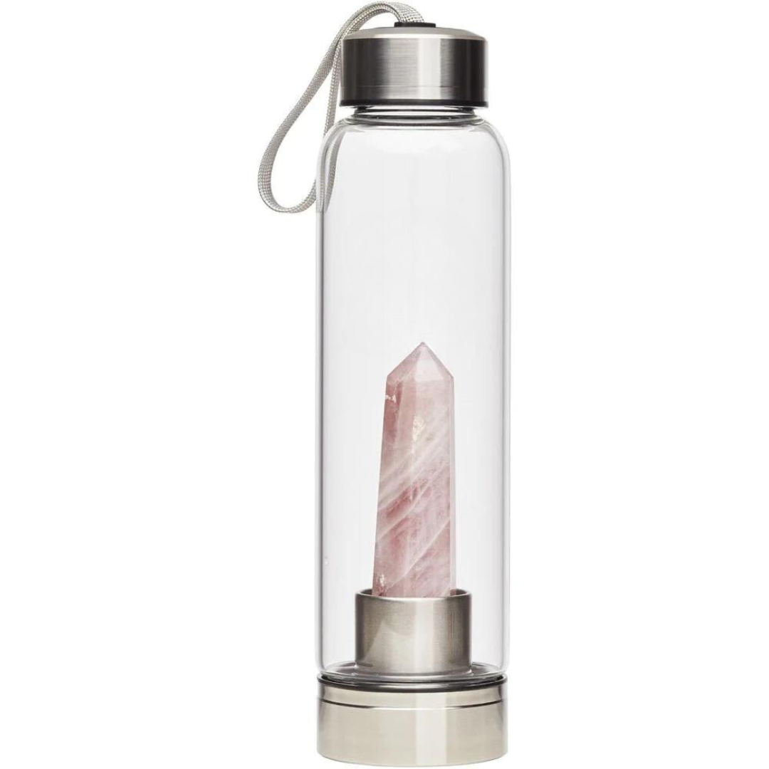 Crystal Infused Water Bottle-Rose Quartz
