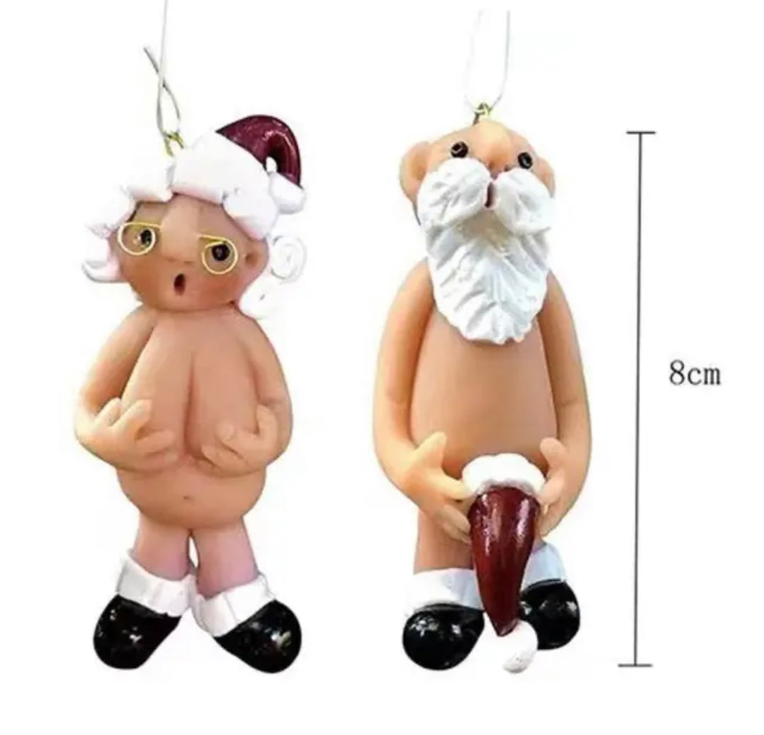 Santa & Mrs Claus Naked Ornaments Set