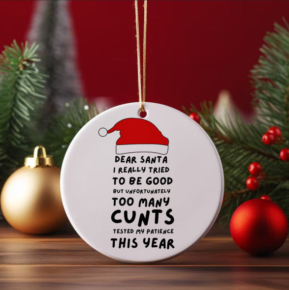 Christmas Hanging Ornament- Dear Santa