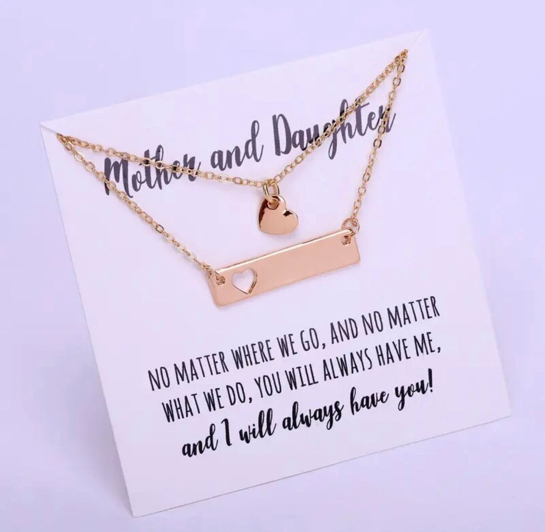 Mother & Daughter Heart Necklace-Gold