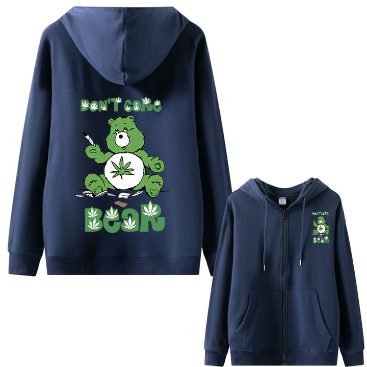 Sweary Care Bear Zipper Hoodie- Weed