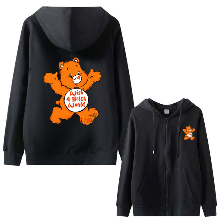 Sweary Care Bear Zipper Hoodie- Wish a B*itch Would