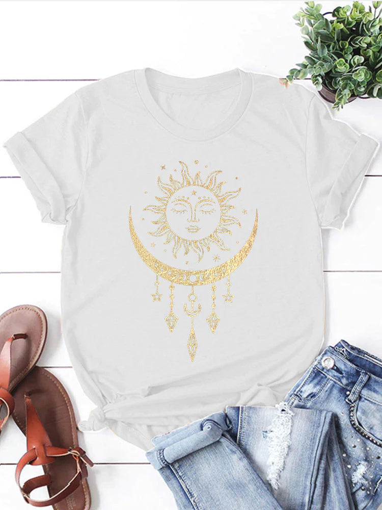 Sun & Moon Eclipse T-Shirts- Gold