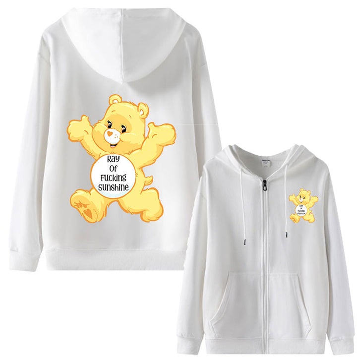 Sweary Care Bear Zipper Hoodie- Ray of Sunshine