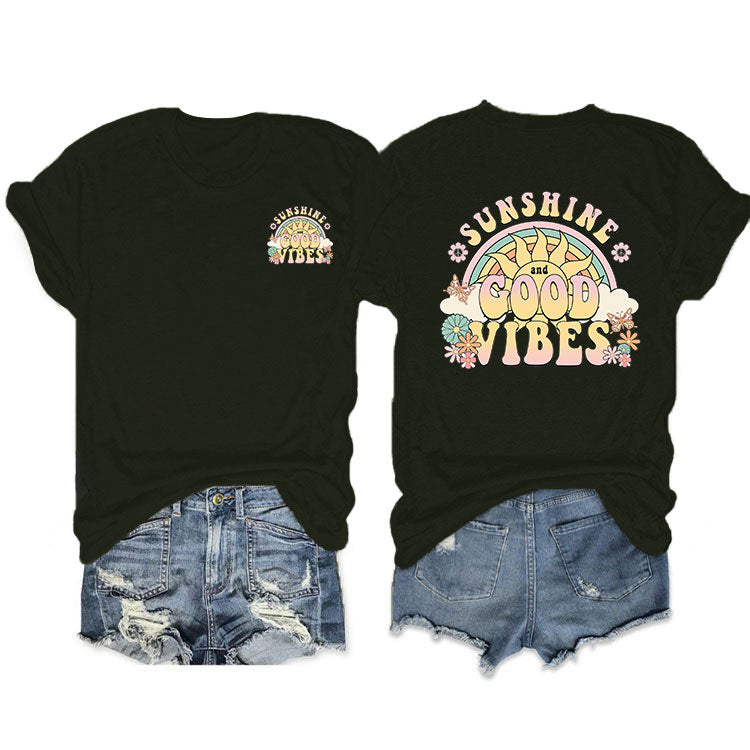 Sunshine & Good Vibes Front-Back Fusion Tees