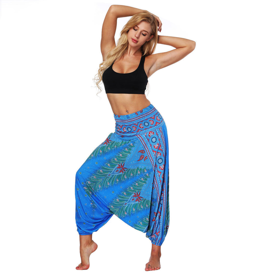 Peacock Feathers Yoga  Harem Pants