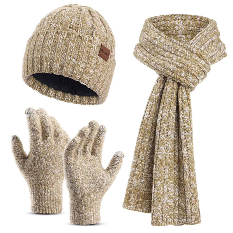 Unisex 3-Piece Knitted Hat, Scarf, and Gloves Set