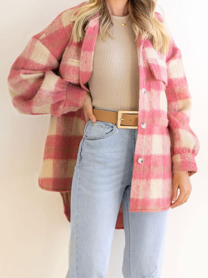 Plaid Print Cardigan Coat