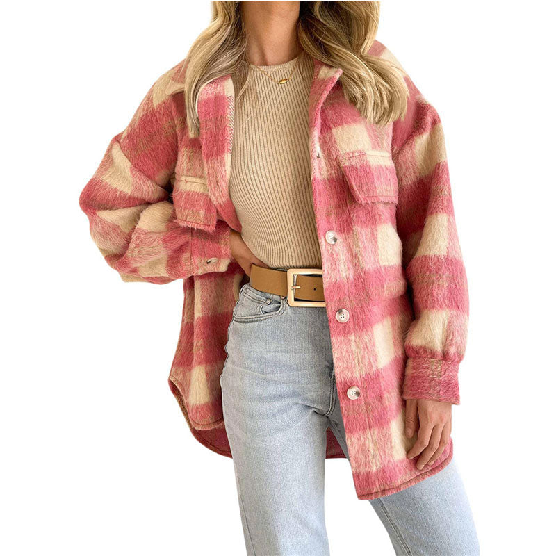 Plaid Print Cardigan Coat