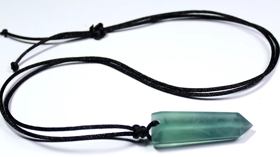 Green Fluroite Crystal point Necklace