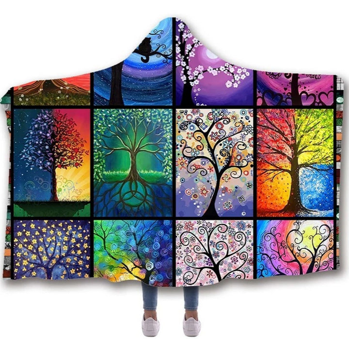 Chakra Tree of Life Hooded Blanket