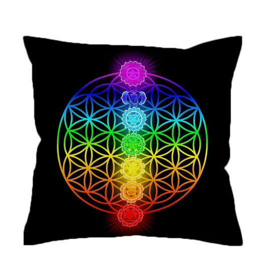 Chakra Flower of Life Cushion Cover