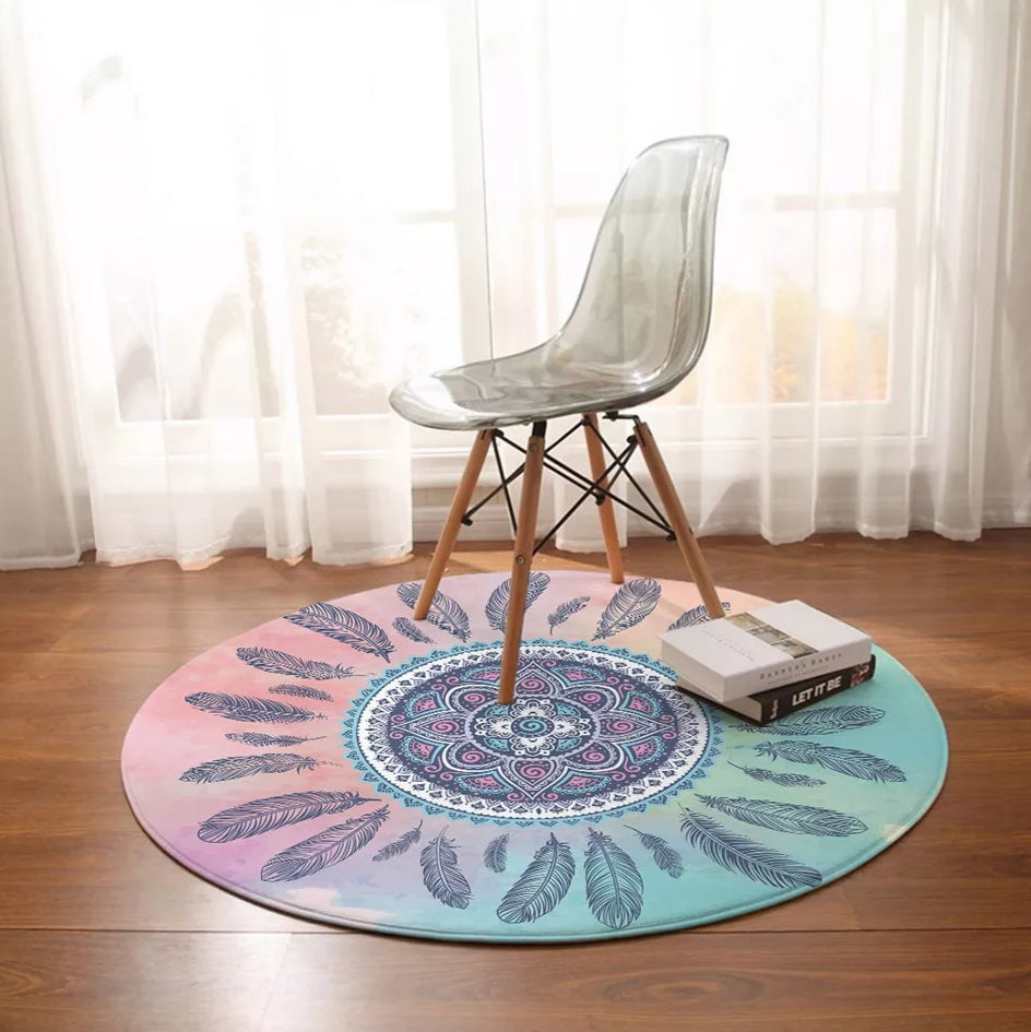 Mandala Flower Round Floor Mat