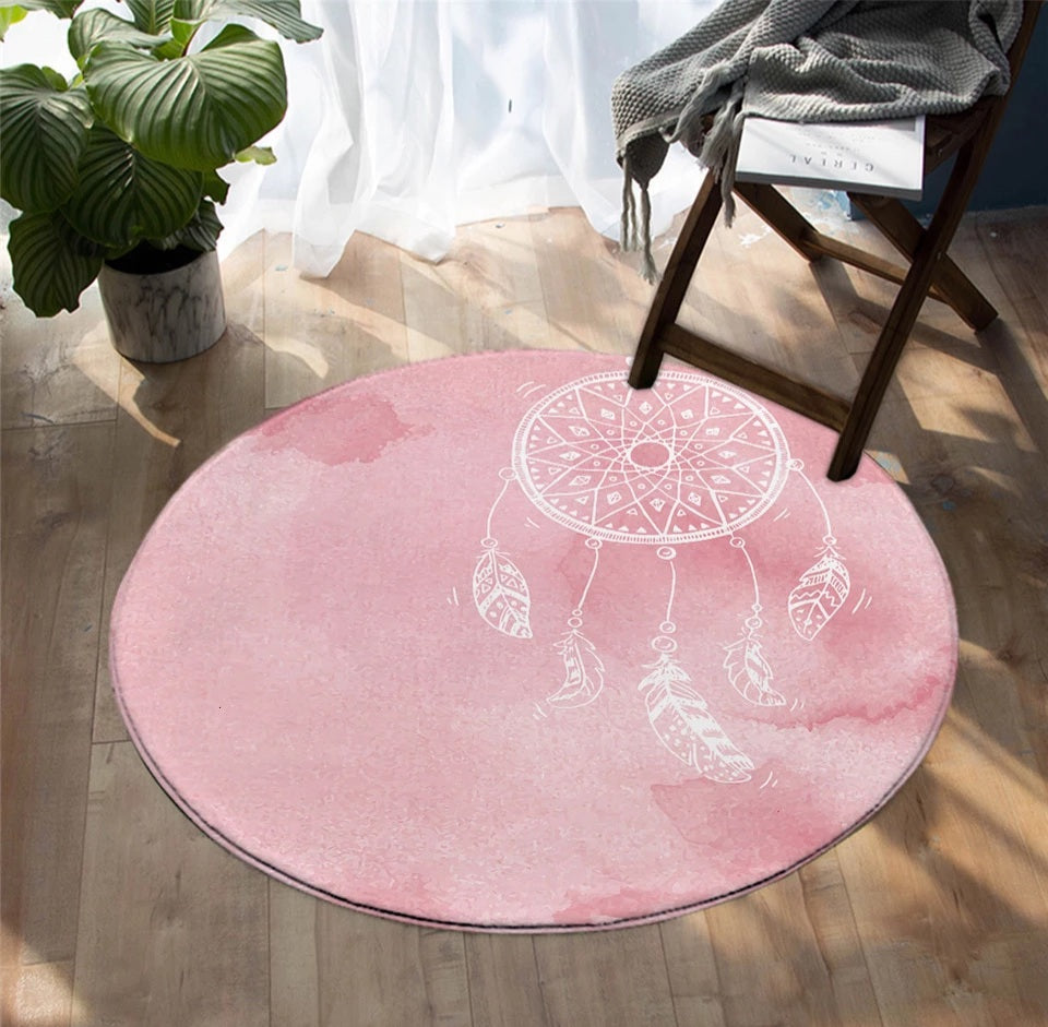Pink Dreamcatcher Round Floor Mat