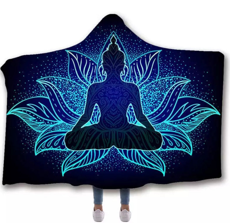 Blue Lotus Hooded Blanket