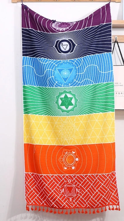 7 Chakra Rainbow Meditation Tapestry