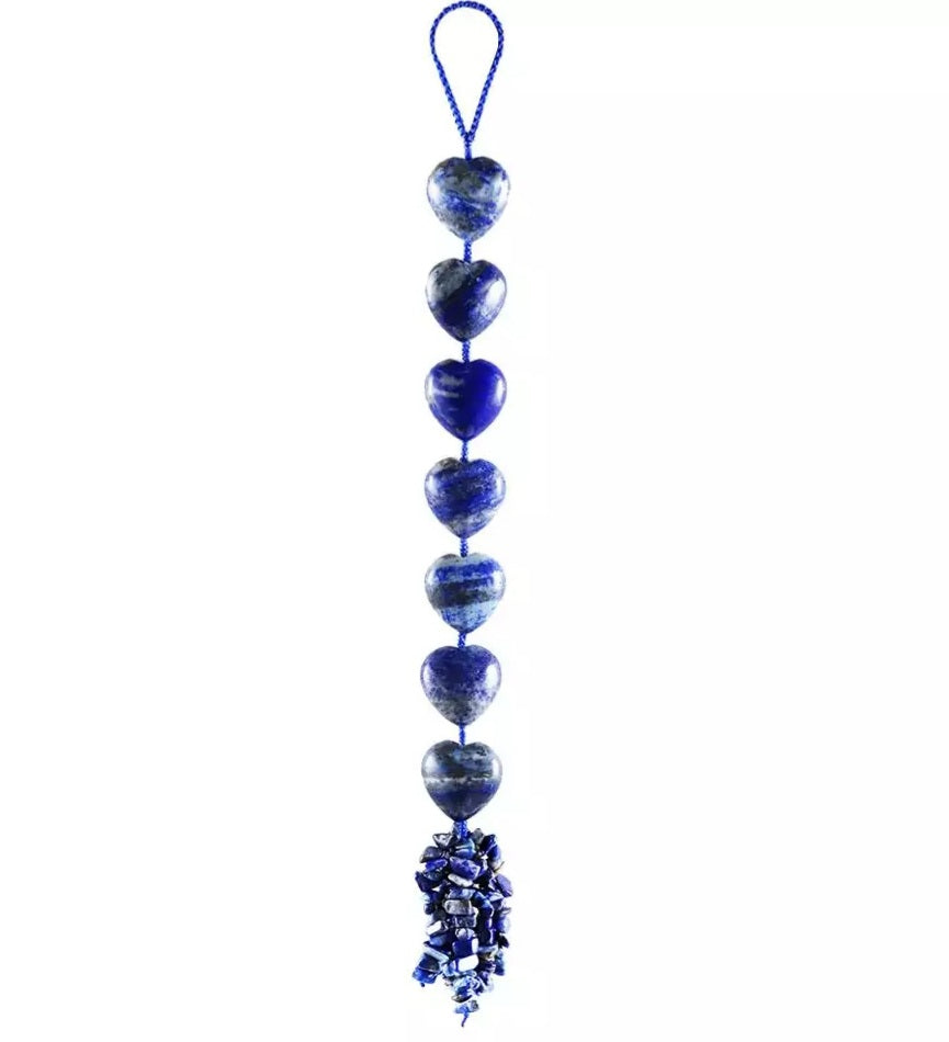 Lapis Luzuli Heart Gemstone Tassel Hanging Ornament