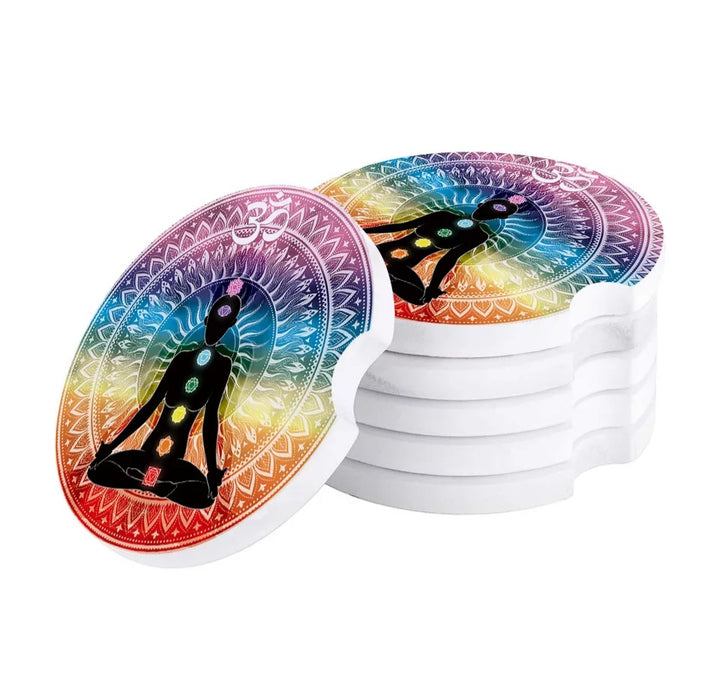 Chakra OM Ceramic Car Coasters