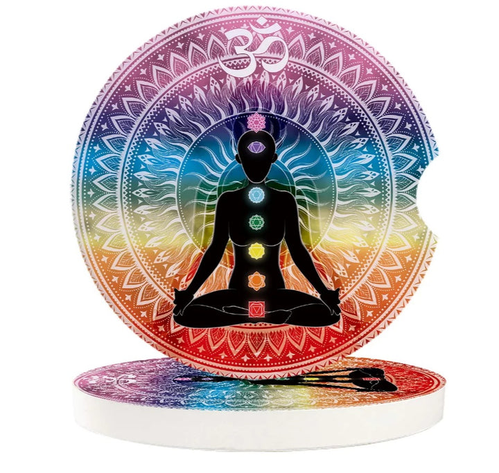 Chakra OM Ceramic Car Coasters