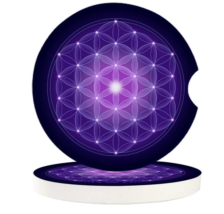 Ceramic Car Coasters-Flower of Life