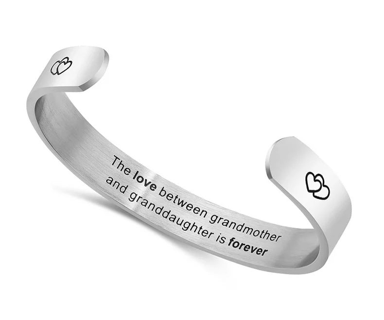 Inspirational Quote Cuff Bangle - Granddaughter