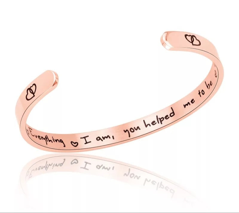 Inspirational Quote Rose Gold Cuff Bangle - Everything I am
