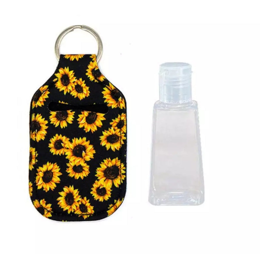 Hand Sanitiser Keyring Travel Bottle - Sunflowers