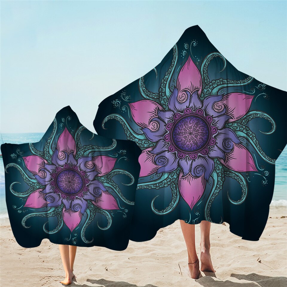 Flower Hooded Beach Towel
